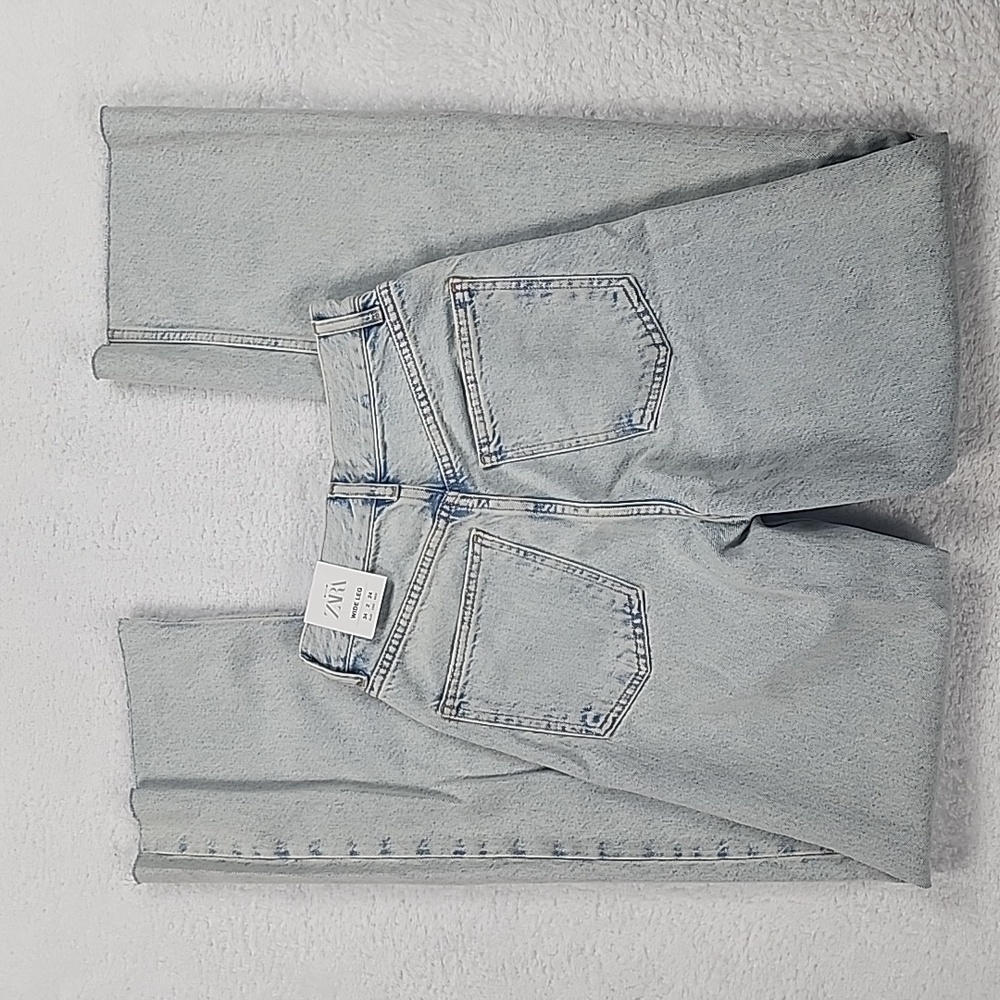 Zara High Rise Full Length Distressed Hem Jeans Brand New With Tags - Picture 10 of 16